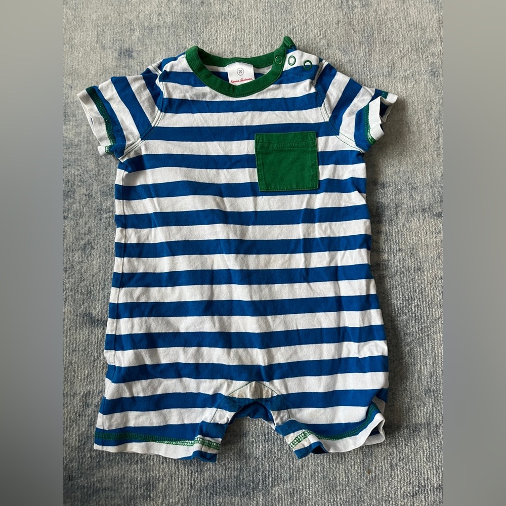 Hanna Andersson Striped Shortie Romper. Size 70 cm, 9-18 months.